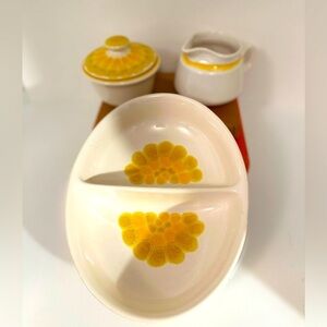 Vintage Franciscan Sundance cream/sugar divided dish set
